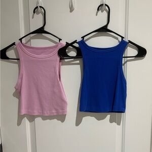 Sleeveless Pink and Blue Women's Tops